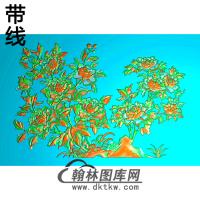牡丹花鸟精雕图（MD-479)