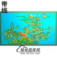 牡丹花鸟精雕图（MD-484)