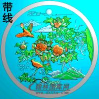 牡丹花鸟精雕图（MD-486)