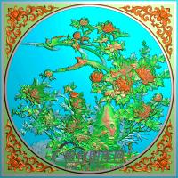 牡丹花鸟精雕图（MD-488)