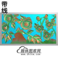 牡丹花鸟精雕图（MD-494)