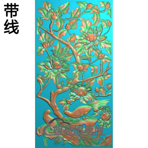 牡丹花鸟精雕图（MD-500)