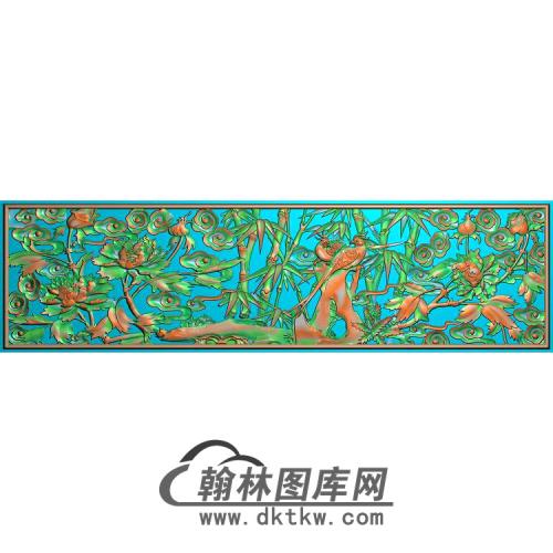 牡丹花鸟精雕图（MD-502)