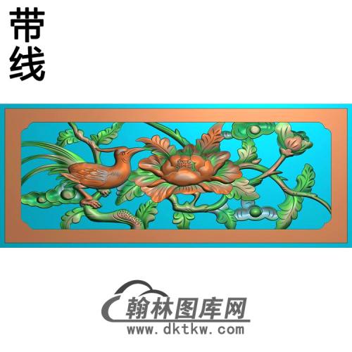 牡丹花鸟精雕图（MD-514)