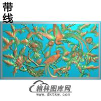 牡丹花鸟精雕图（MD-520)