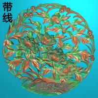 牡丹花鸟精雕图（MD-534)