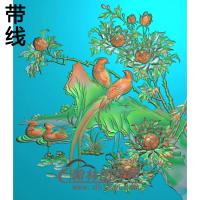 牡丹花鸟精雕图（MD-577)