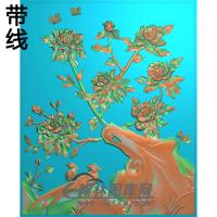 牡丹花鸟精雕图（MD-593)