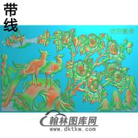 牡丹花鸟精雕图（MD-594)