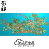 牡丹花鸟精雕图（MD-599)
