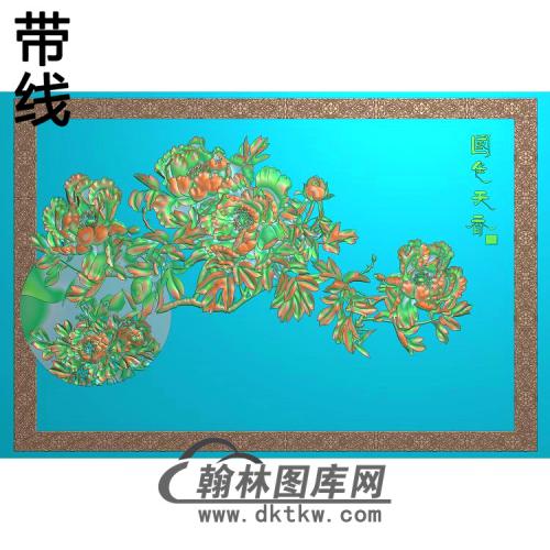 牡丹花鸟精雕图（MD-601)