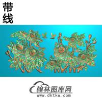 牡丹花鸟精雕图（MD-602)