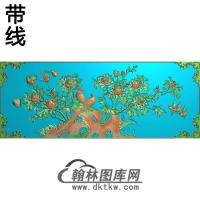 牡丹花鸟精雕图（MD-613)