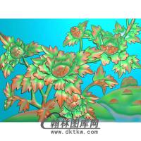牡丹花鸟精雕图（MD-627)