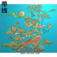 牡丹花鸟精雕图（MD-653)