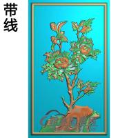 牡丹花鸟精雕图（MD-671)
