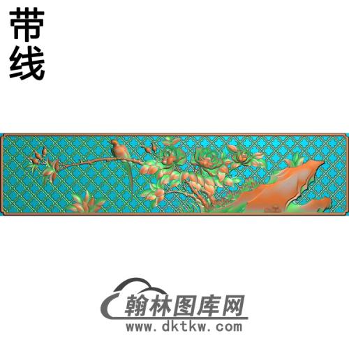 牡丹花鸟精雕图（MD-672)