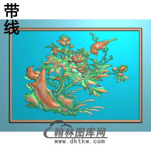 牡丹花鸟精雕图（MD-675)