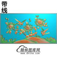 牡丹花鸟精雕图（MD-678)