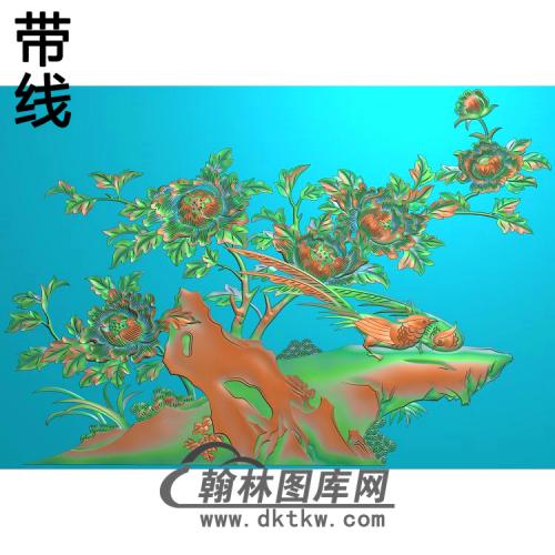 牡丹花鸟精雕图（MD-701)