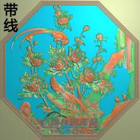 牡丹花鸟精雕图（MD-705)