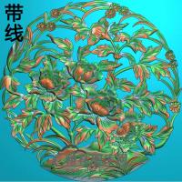 牡丹花鸟精雕图（MD-737)
