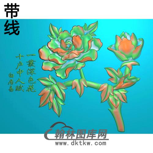 牡丹花鸟精雕图（MD-742)