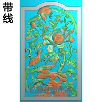 牡丹花鸟精雕图（MD-758)