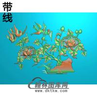 牡丹花鸟精雕图（MD-772)