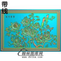 牡丹花鸟精雕图（MD-789)