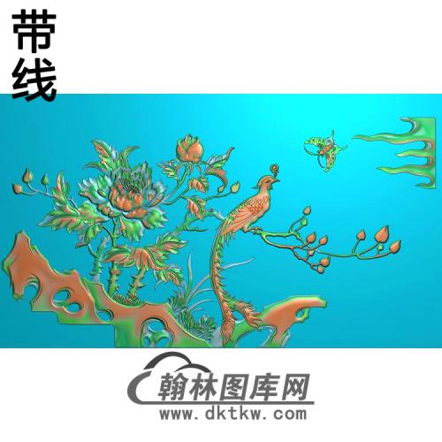 牡丹花鸟精雕图（MD-801)