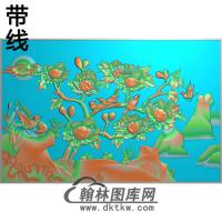 牡丹花鸟精雕图（MD-826)