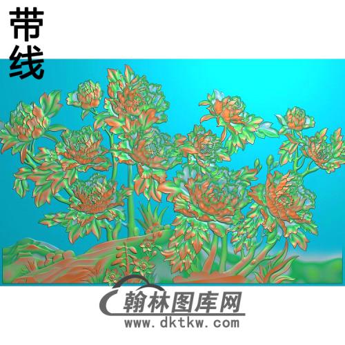 牡丹花鸟精雕图（MD-834)