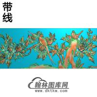 牡丹花鸟精雕图（MD-843)