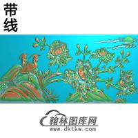 牡丹花鸟精雕图（MD-863)