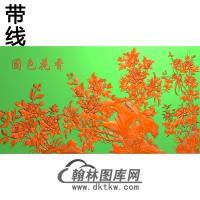 牡丹花鸟精雕图（MD-898)