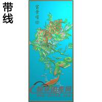 牡丹花鸟精雕图（MD-909)
