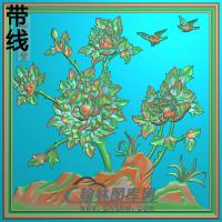 牡丹花鸟精雕图（MD-969)