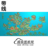牡丹花鸟精雕图（MD-974)