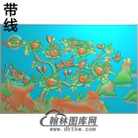 牡丹花鸟精雕图（MD-976)