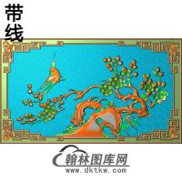 sftt-131-卷书祥云短沙发靠背梅花精雕图（MH-262）