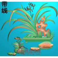 LH-3018-屏风兰花下幅精雕图（LH-086）