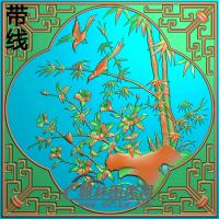 Z-3041-花鸟顶相柜上门板2精雕图（ZZ-148）