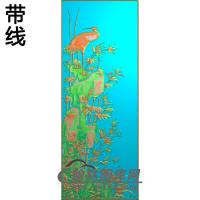 荣华富贵顶箱柜大门板竹子精雕图（ZZ-281）