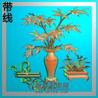 竹子花瓶105x5精雕图（ZZ-311）