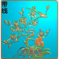 四季平安桃花下精雕图（ZHN-005）