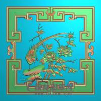 花鸟顶箱柜月季花上门板精雕图（YG-006）