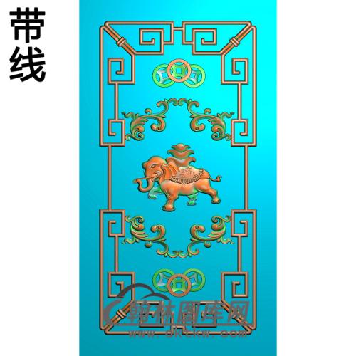 大象背板王精雕图(SFBB-015)