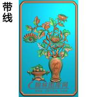 JH-3050-菊花花瓶背板a精雕图(JHP-014)