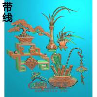 HP-2212松树博古花瓶厉精雕图(BGP-021)
